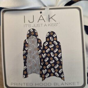 IJAK Hooded Blanket Cape OS Cookies Milk Pattern Plush Fleece Throw Cozy